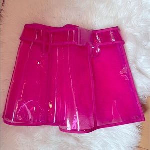 Dolls Kill hot pink Barbie clear skirt